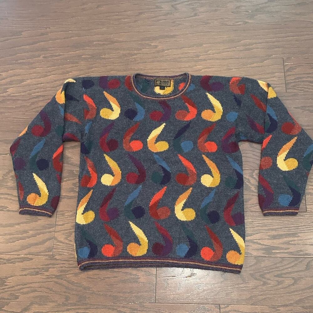 Alpaca Sweater - Vintage Coleccion Joana Made in Peru Multicolor Size Medium